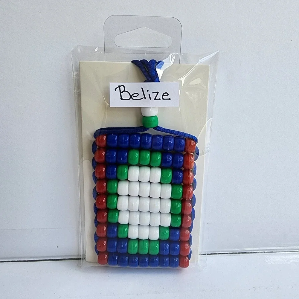 Belize Flag Car Rearview‎ Mirror Danglers . Mini Flag 2.5